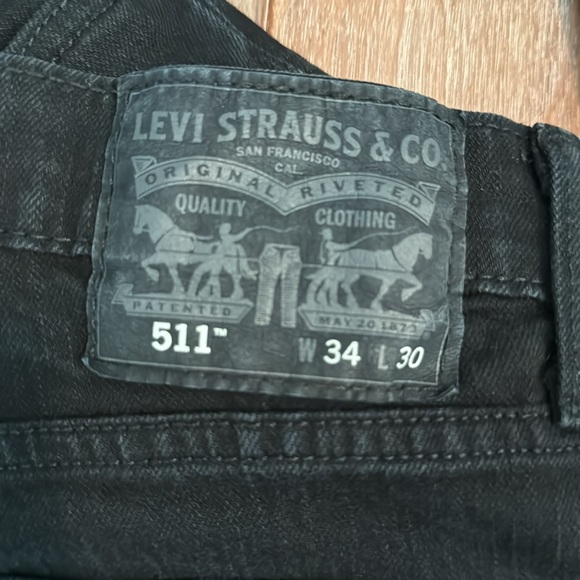 Levi 511 Black Jeans - Excellent Condition - Size 34x30 - Picture 2 of 5